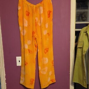 Vibrant Orange Floral Pants